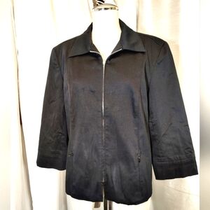 Norton McNaughton Jacket, Women, Black Zip Up, Collar, 3/4 sleeves, Zip Pckts,12